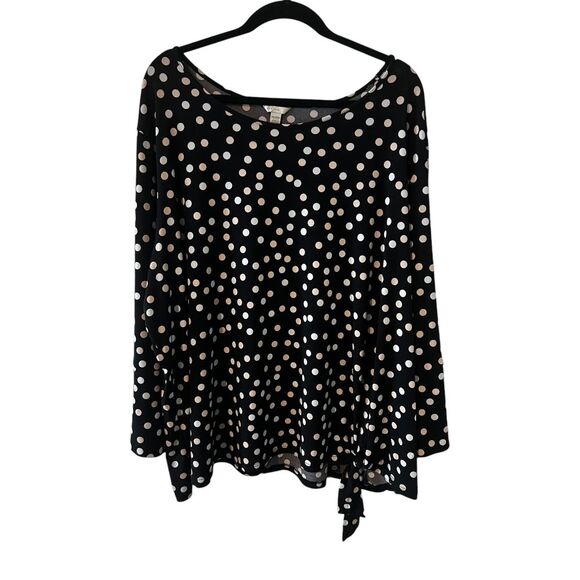 Est. 1946 Black Cream Polka Dot Plus‎ Size 26/28W Blouse Side Tie Workwear - Picture 1 of 11